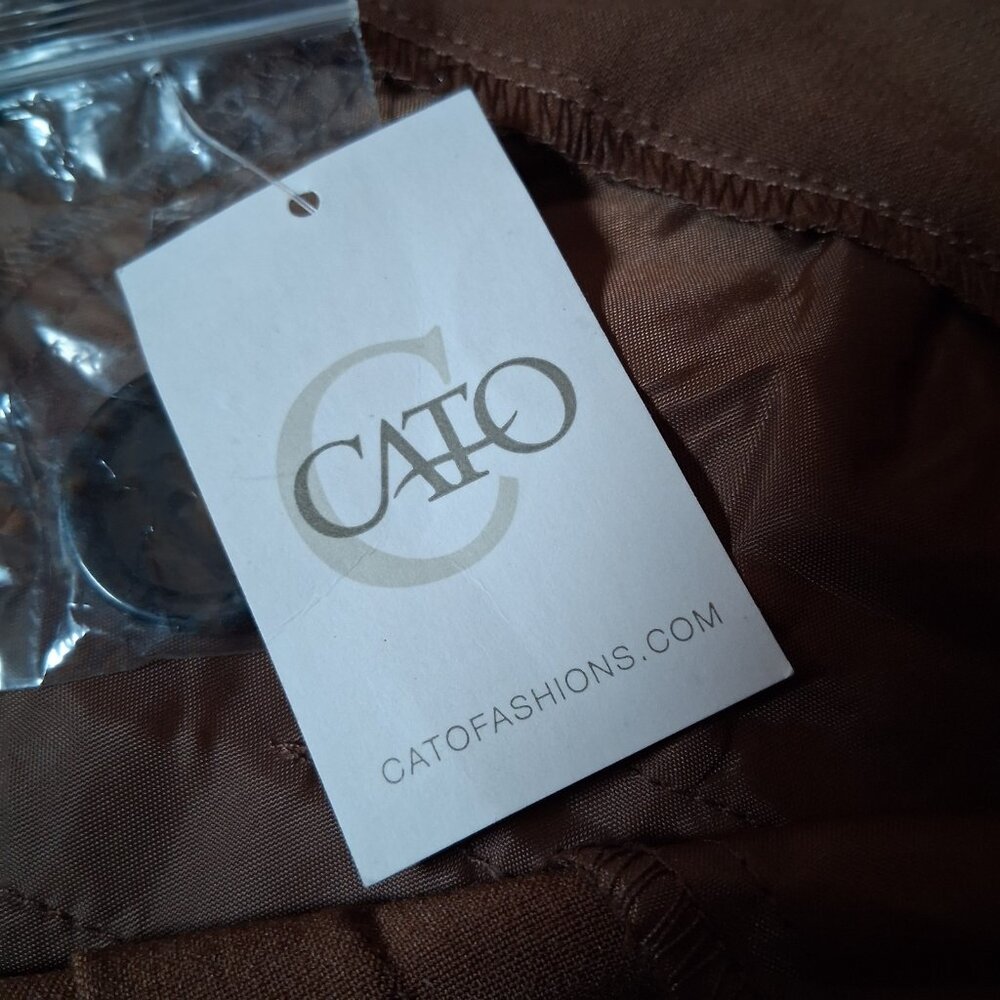 Cato Dress Pants Women Size 12 Brown Wide Leg Button Stretch Classic NEW - Picture 5 of 14